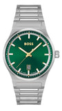 Hugo Boss Candor Green Dial Silver Steel Strap Watch for Men - 1514079
