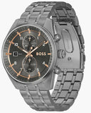 Hugo Boss Skytraveller Chronograph Gunmetal Grey Dial Grey Steel Strap Watch for Men - 1514153 Authentic Buy Shop Now