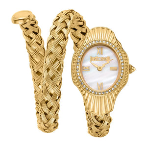 Just Cavalli Twined Mother of Pearl Dial Gold Steel Strap Watch for Women - JC1L305M0025 Authentic Buy Shop Now