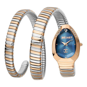 Just Cavalli Glam Evo 4 Blue Dial Two Tone Steel Strap Watch for Women - JC1L209M0085 Authentic Buy Shop Now