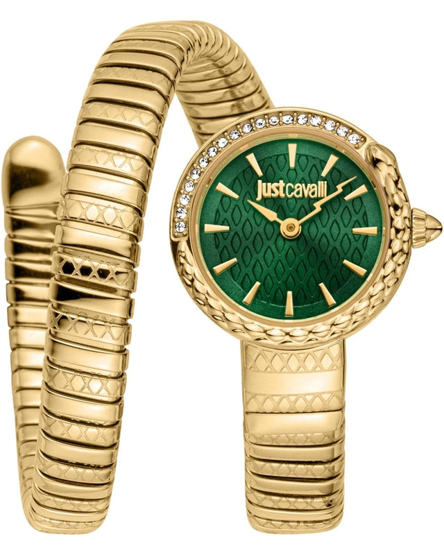 Just Cavalli Enchanting Green Dial Gold Steel Strap Watch for Women - JC1L301M0035 Authentic Buy Shop Now