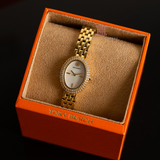 Tory Burch Oval Mother of Pearl Dial Gold Steel Strap Watch for Women - TBW6034 Authentic Buy Shop Now