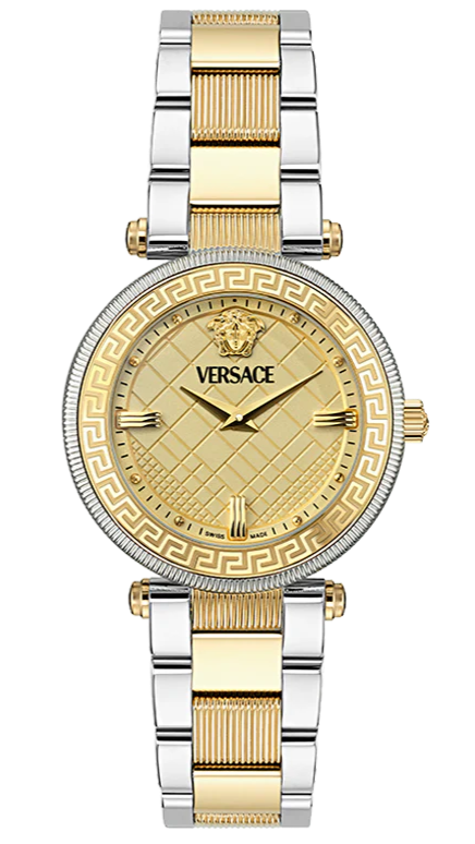 Versace Reve Analog Gold Dial Two Tone Steel Strap Watch for Women - VE8B00324 Authentic Buy Shop Now