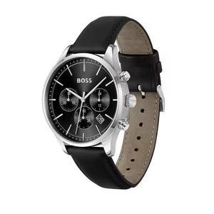 Hugo Boss Avery Chronograph Black Dial Black Leather Strap Watch for Men - 1514211 Authentic Buy Shop Now