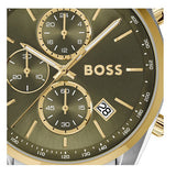 Hugo Boss Grand Prix Chronograph Green Dial Two Tone Steel Strap Watch for Men - 1514227 Authentic Buy Shop Now