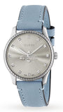 Gucci G Timeless Silver Dial Blue Leather Strap Watch for Women - YA1265039 Authentic Buy Shop Now