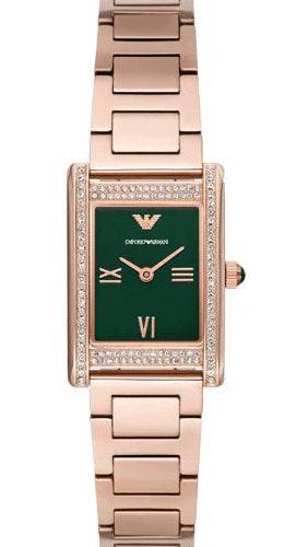 Emporio Armani Genni Green Dial Rose Gold Steel Strap Watch for Women - AR11641 Authentic Buy Shop Now