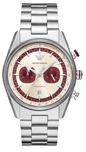 Emporio Armani Racer Chronograph White Dial Silver Steel Strap Watch for Men - AR11645 Authentic Buy Shop Now