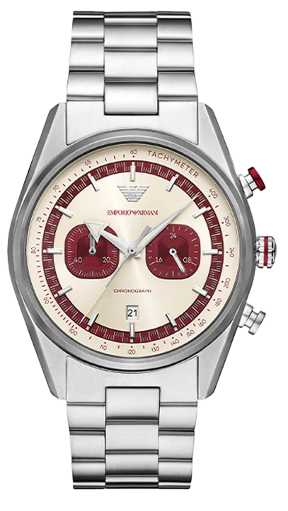 Emporio Armani Racer Chronograph White Dial Silver Steel Strap Watch for Men - AR11645 Authentic Buy Shop Now