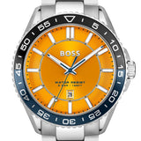 Hugo Boss Runner 3H Orange Dial Silver Steel Strap Watch for Men - 1514206 Authentic Buy Shop Now