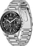 Hugo Boss Strike Chronograph Black Dial Silver Steel Strap Watch for Men - 1514290 Authentic Buy Shop Now
