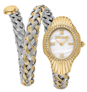 Just Cavalli Twined Mother of Pearl Dial Two Tone Steel Strap Watch for Women - JC1L305M0055 Authentic Buy Shop Now