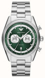 Emporio Armani Racer Chronograph Green Dial Silver Steel Strap Watch for Men - AR11637 Authentic Buy Shop Now