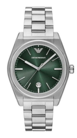 Emporio Armani Frederico Analog Green Dial Silver Steel Strap Watch for Men - AR11621 Authentic Buy Shop Now