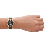 Emporio Armani Mia Meccanico Mother of Pearl Dial Green Leather Strap Watch for Women - AR60073