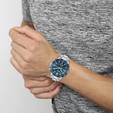 Hugo Boss Runner Chronograph Blue Dial Silver Steel Strap Watch for Men - 1514143 Authentic Buy Shop Now