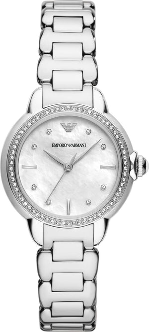 Emporio Armani Mia Mother of Pearl Dial Silver Steel Strap Watch for Women - AR11596 Authentic Buy Shop Now
