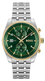 Hugo Boss Skytraveller Chronograph Green Dial Silver Steel Strap Watch for Men - 1514195 Authentic Buy Shop Now
