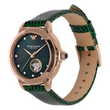 Emporio Armani Mia Meccanico Mother of Pearl Dial Green Leather Strap Watch for Women - AR60073 Authentic Buy Shop Now
