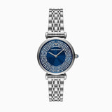 Emporio Armani Gianni T-Bar Blue Dial Silver Steel Strap Watch for Women - AR11627 Authentic Buy Shop Now