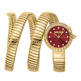 Just Cavalli Enchanting Red Dial Gold Steel Strap Watch for Women - JC1L302M0035 Authentic Buy Shop Now