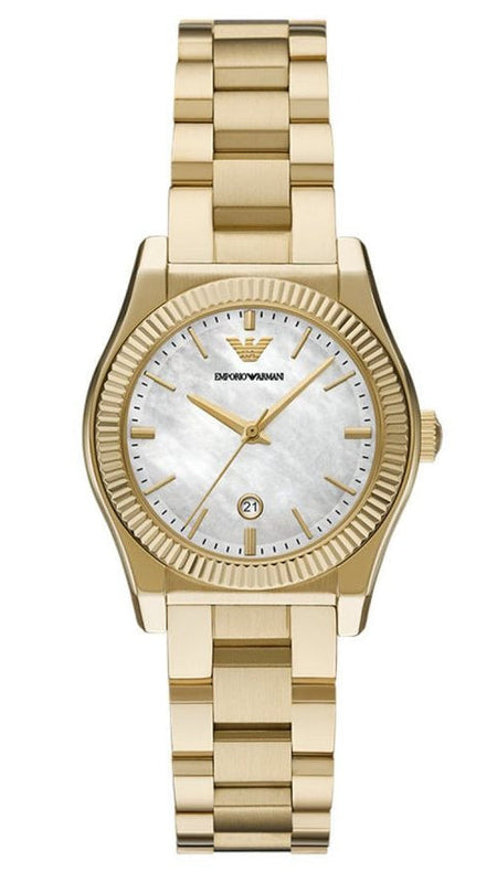 Emporio Armani Federica Mother of Pearl White Dial Gold Steel Strap Watch for Women - AR11657 Authentic Buy Shop Now