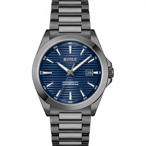 Hugo Boss Strike Blue Dial Gunmetal Grey Steel Strap Watch for Men - 1514175 Authentic Buy Shop Now