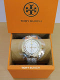 Tory Burch The Tory Chronograph White Dial Maroon Jacquard Strap Watch for Women - TBW1050 Authentic Buy Shop Now