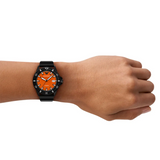 Emporio Armani World Explorer Orange Dial Black Silicone Strap Watch for Men - AR11684 Authentic Buy Shop Now