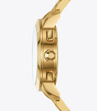 Tory Burch Classic Chronograph White Dial Gold Steel Strap Watch for Women - TBW1032 Authentic Buy Shop Now