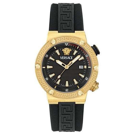 Versace Greca Logo Diver Quartz Black Dial Black Rubber Strap Watch for Men - VE8G00324 Authentic Buy Shop Now