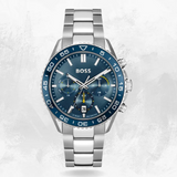 Hugo Boss Runner Chronograph Blue Dial Silver Steel Strap Watch for Men - 1514143 Authentic Buy Shop Now