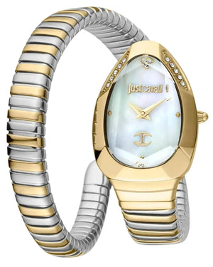 Just Cavalli Serpente Metallica Mother of Pearl Dial Two Tone Steel Strap Watch for Women - JC1L208M0065 Authentic Buy Shop Now