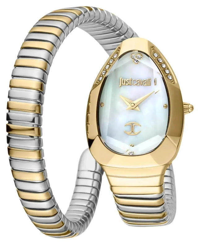 Just Cavalli Serpente Metallica Mother of Pearl Dial Two Tone Steel Strap Watch for Women - JC1L208M0065 Authentic Buy Shop Now