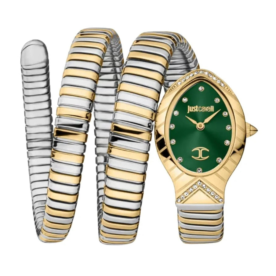 Just Cavalli Classico Lungo Green Dial Two Tone Steel Strap Watch for Women - JC1L248M0065 Authentic Buy Shop Now