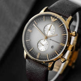 Emporio Armani Retro Chronograph Brown Dial Brown Leather Strap Watch for Men - AR1755 Authentic Buy Shop Now