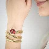 Just Cavalli Enchanting Red Dial Gold Steel Strap Watch for Women - JC1L302M0035 Authentic Buy Shop Now