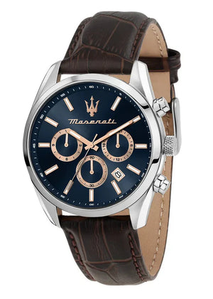 Maserati Attraction Limited Edition Chronograph Blue Dial Brown Leather Strap Watch for Men - R8851151003 Authentic Buy Shop Now