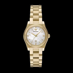 Emporio Armani Federica Mother of Pearl White Dial Gold Steel Strap Watch for Women - AR11657 Authentic Buy Shop Now