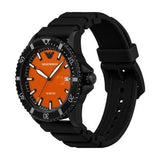 Emporio Armani World Explorer Orange Dial Black Silicone Strap Watch for Men - AR11684 Authentic Buy Shop Now