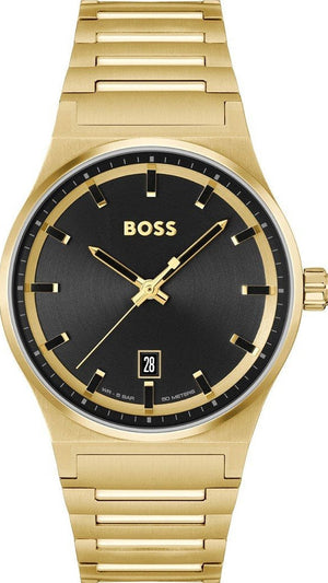 Hugo Boss Candor Black Dial Gold Steel Strap Watch for Men - 1514077 Authentic Buy Shop Now