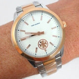 Tory Burch Collins White Dial Two Tone Steel Strap Watch for Women - TBW1305 Authentic Buy Shop Now