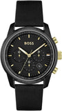 Hugo Boss Trace Chronograph Black Dial Black Leather Strap Watch for Men - 1514003 Authentic Buy Shop Now