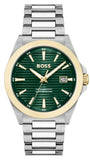 Hugo Boss Strike Green Dial Silver Steel Strap Watch for Men - 1514173 Authentic Buy Shop Now