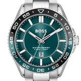 Hugo Boss Runner 3H Green Dial Silver Steel Strap Watch for Men - 1514208 Authentic Buy Shop Now