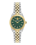 Versace V-Code Analog Green Dial Two Tone Steel Strap Watch for Women - VE8I00424 Authentic Buy Shop Now