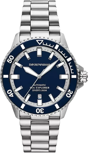 Emporio Armani Sea Explorer Blue Dial Silver Steel Strap Watch for Men - AR60087 Authentic Buy Shop Now