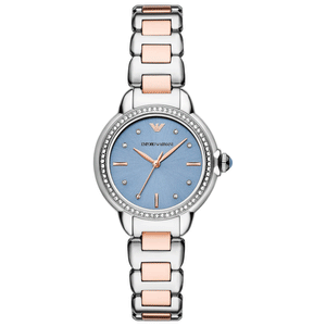 Emporio Armani Three Hand Blue Dial Two Tone Steel Strap Watch for Women - AR11597 Authentic Buy Shop Now