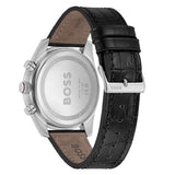 Hugo Boss Skytraveller Chronograph Burgundy Red Dial Black Leather Strap Watch for Men - 1514193 Authentic Buy Shop Now