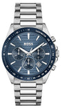 Hugo Boss Strike Chronograph Blue Dial Silver Steel Strap Watch for Men - 1514240 Authentic Buy Shop Now